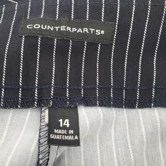 Counterparts Womens‎ 14 Super Stretch High Rise Navy White Pinstripe Pants New - Picture 4 of 8